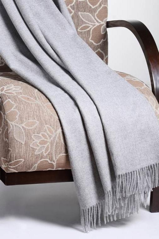 Silver Grey 100% Baby Alpaca Blanket Throw