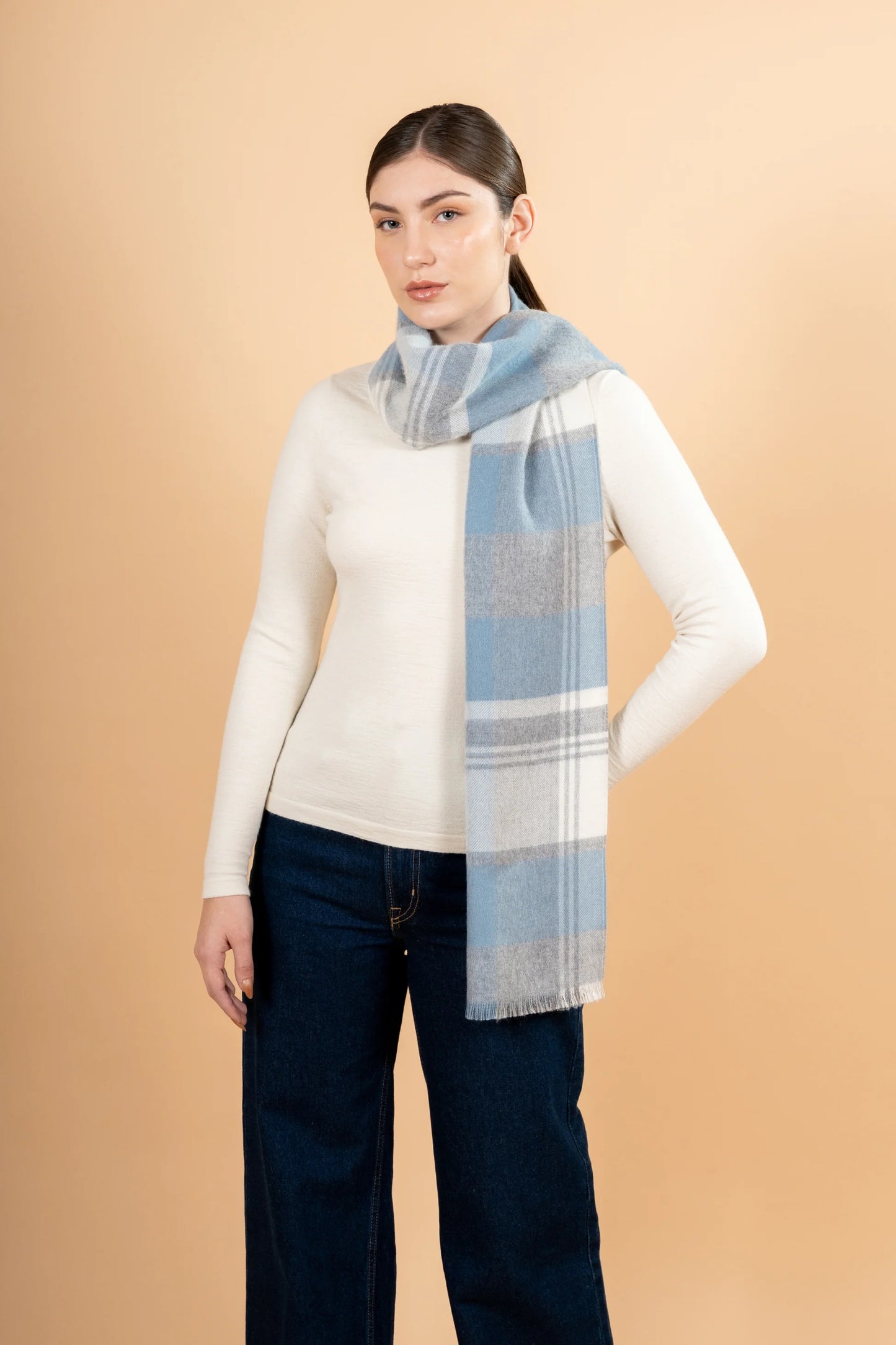 Multicolor Plaid Baby Alpaca Scarf