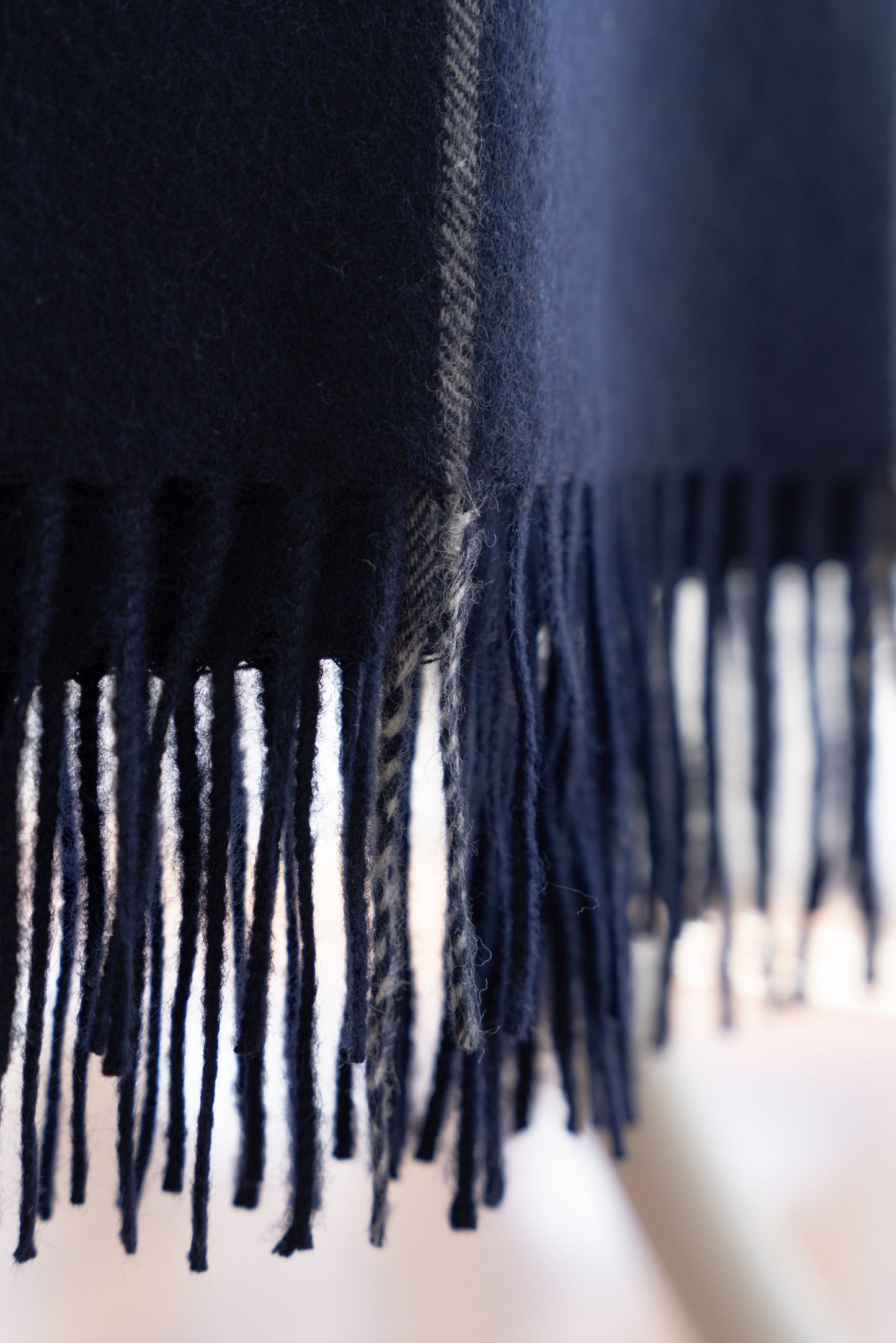 100% Baby Alpaca Windowpane Blanket - Navy