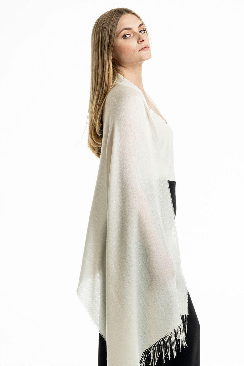 Unicolor Sateen Baby Alpaca & Silk Shawl