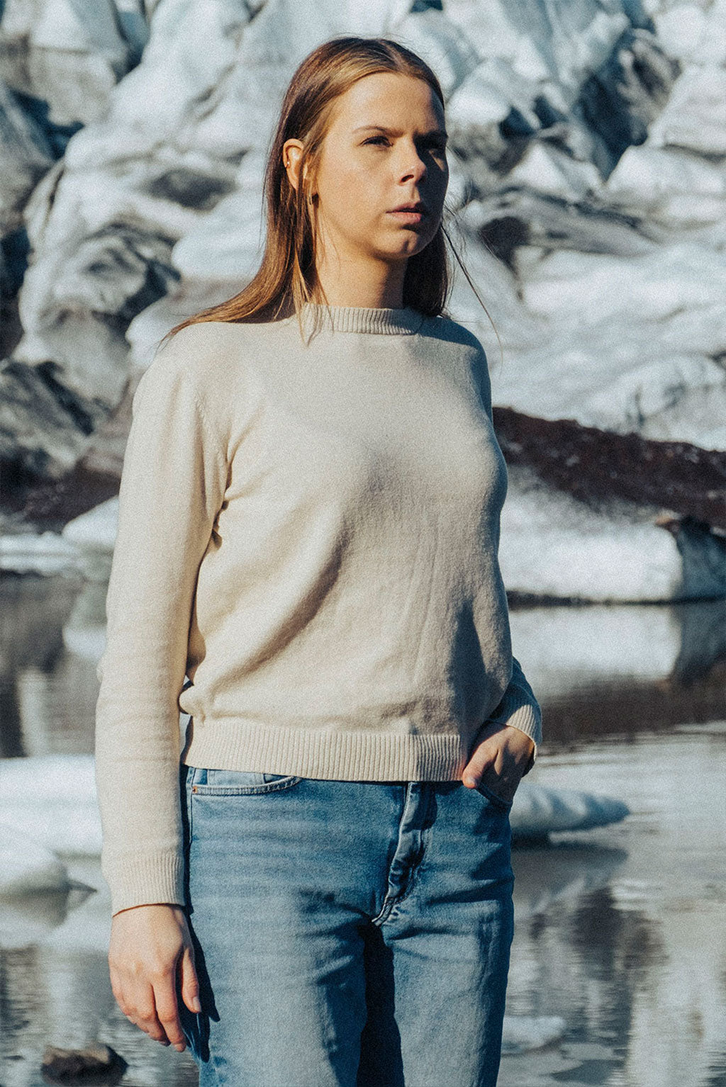 Womens Crew-Neck Cotton Sweater