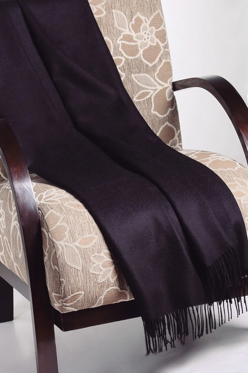 Black 100% Baby Alpaca Blanket Throw
