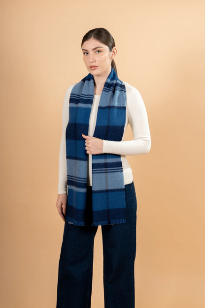 Multicolor Plaid Baby Alpaca Scarf