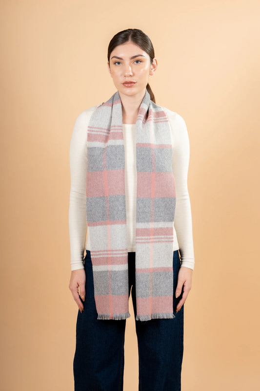 Multicolor Plaid Baby Alpaca Scarf