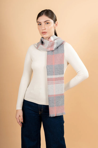 Multicolor Plaid Baby Alpaca Scarf
