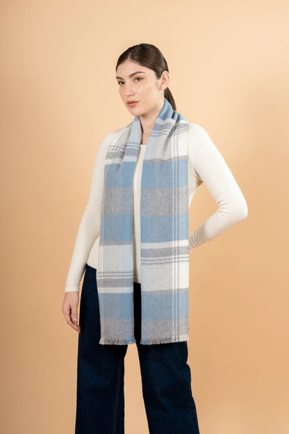 Multicolor Plaid Baby Alpaca Scarf