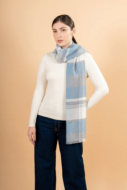 Multicolor Plaid Baby Alpaca Scarf