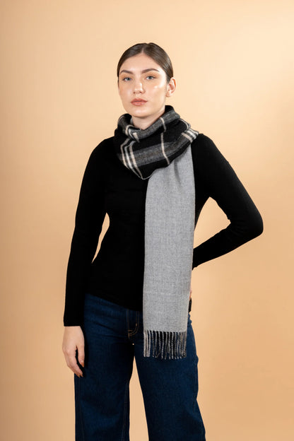 Reversible Plaid Baby Alpaca Scarf