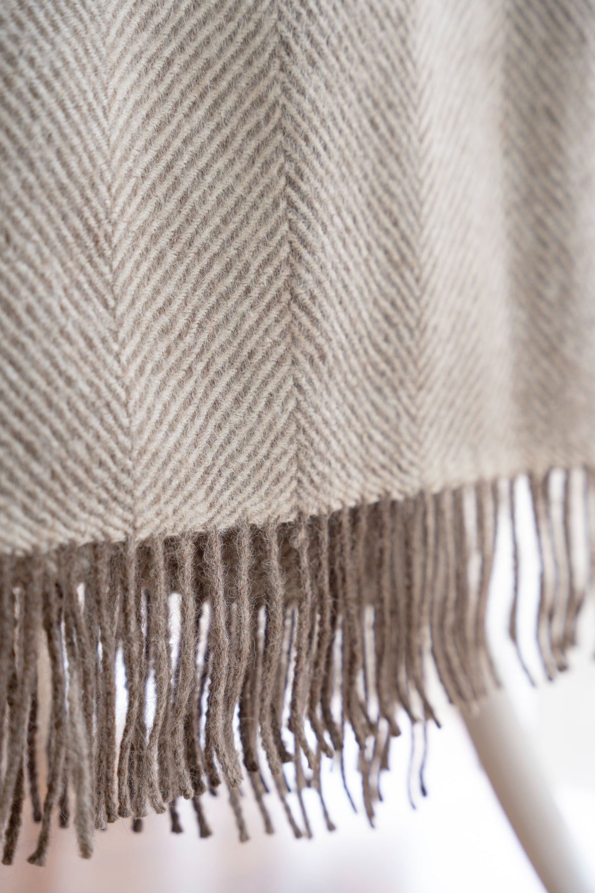 Grey Striped Herringbone 100% Alpaca Blanket