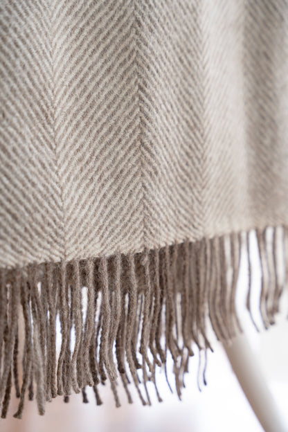 Grey Striped Herringbone 100% Alpaca Blanket