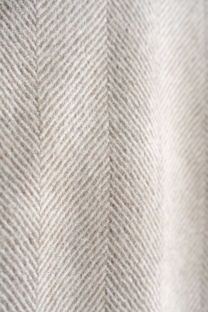 Grey Striped Herringbone 100% Alpaca Blanket