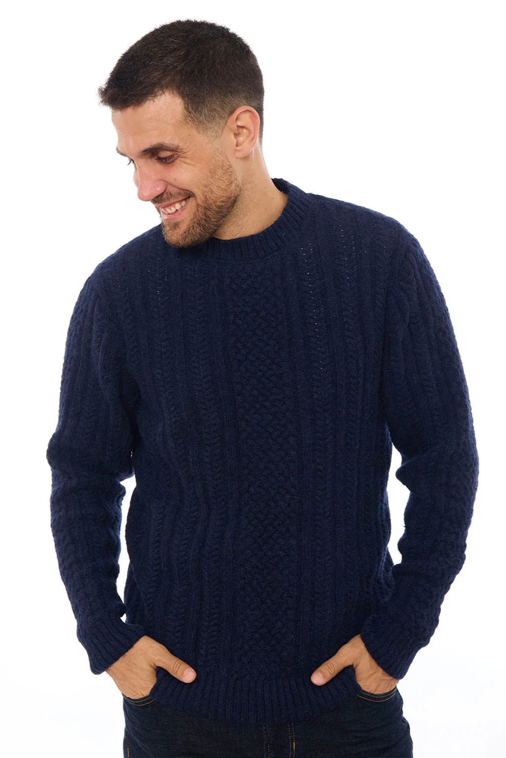 Men's Cable Baby Alpaca Sweater