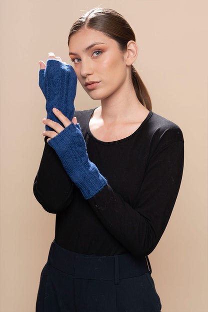 Cable Knit Fingerless Alpaca Gloves