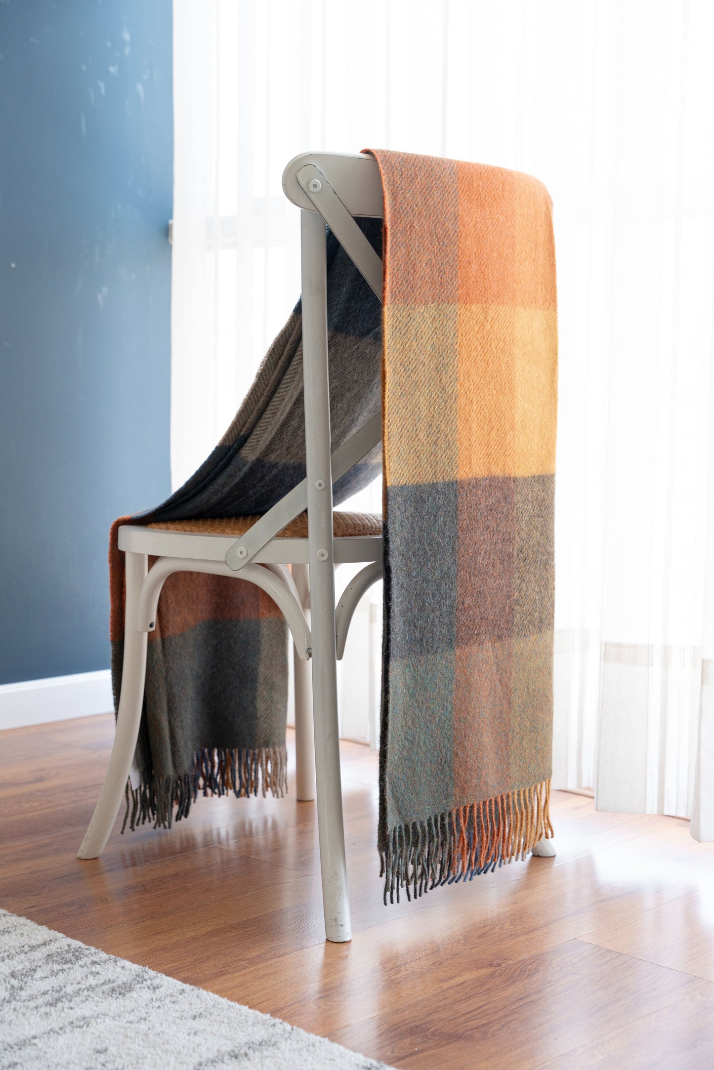 Check Pattern Natural Color 100% Alpaca Throw
