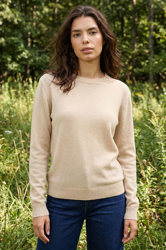 Womens Crew-Neck Cotton Sweater