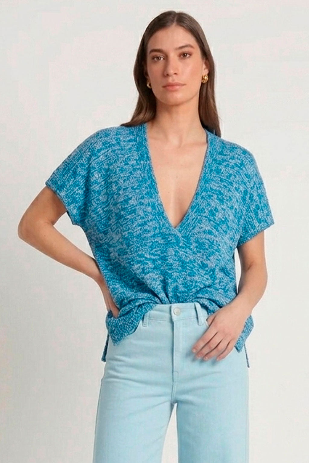 Marled V-Neck Organic Cotton Top