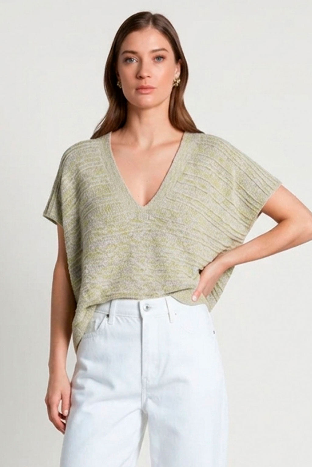 Marled V-Neck Organic Cotton Top