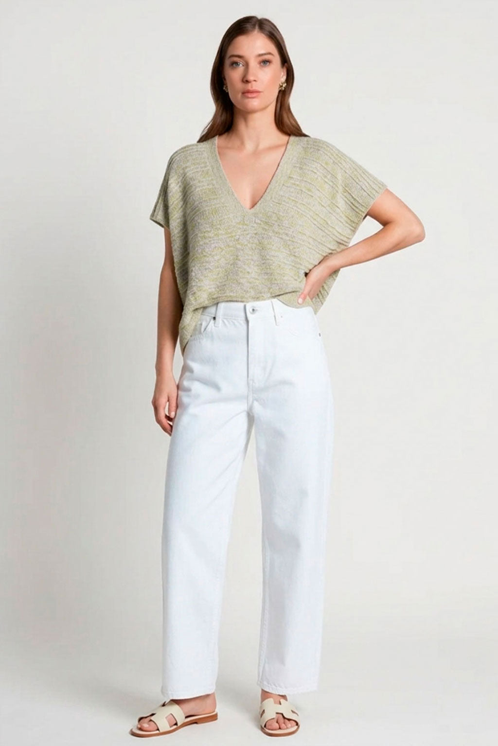 Marled V-Neck Organic Cotton Top