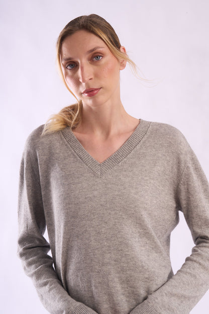 Womens V-Neck Cotton Sweater