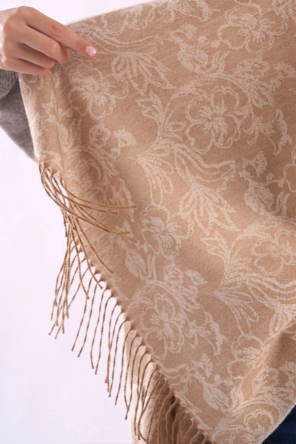 Floral Jacquard Baby Alpaca Scarf