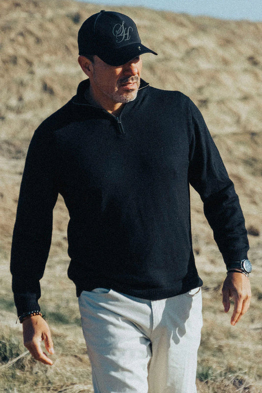 Men's Royal Alpaca Half-Zip Sweater