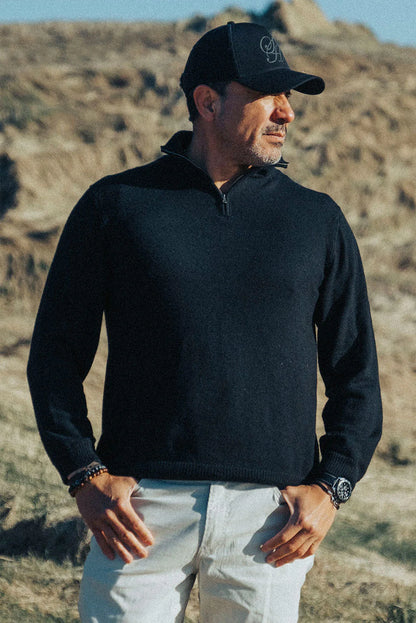 Men's Royal Alpaca Half-Zip Sweater