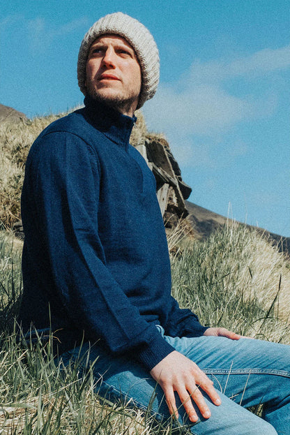 Men's Royal Alpaca Half-Zip Sweater