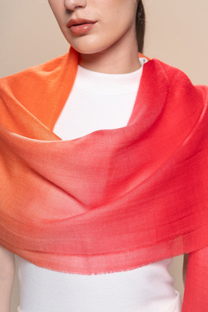 Hand Dye Gradient Baby Alpaca & Silk Shawl