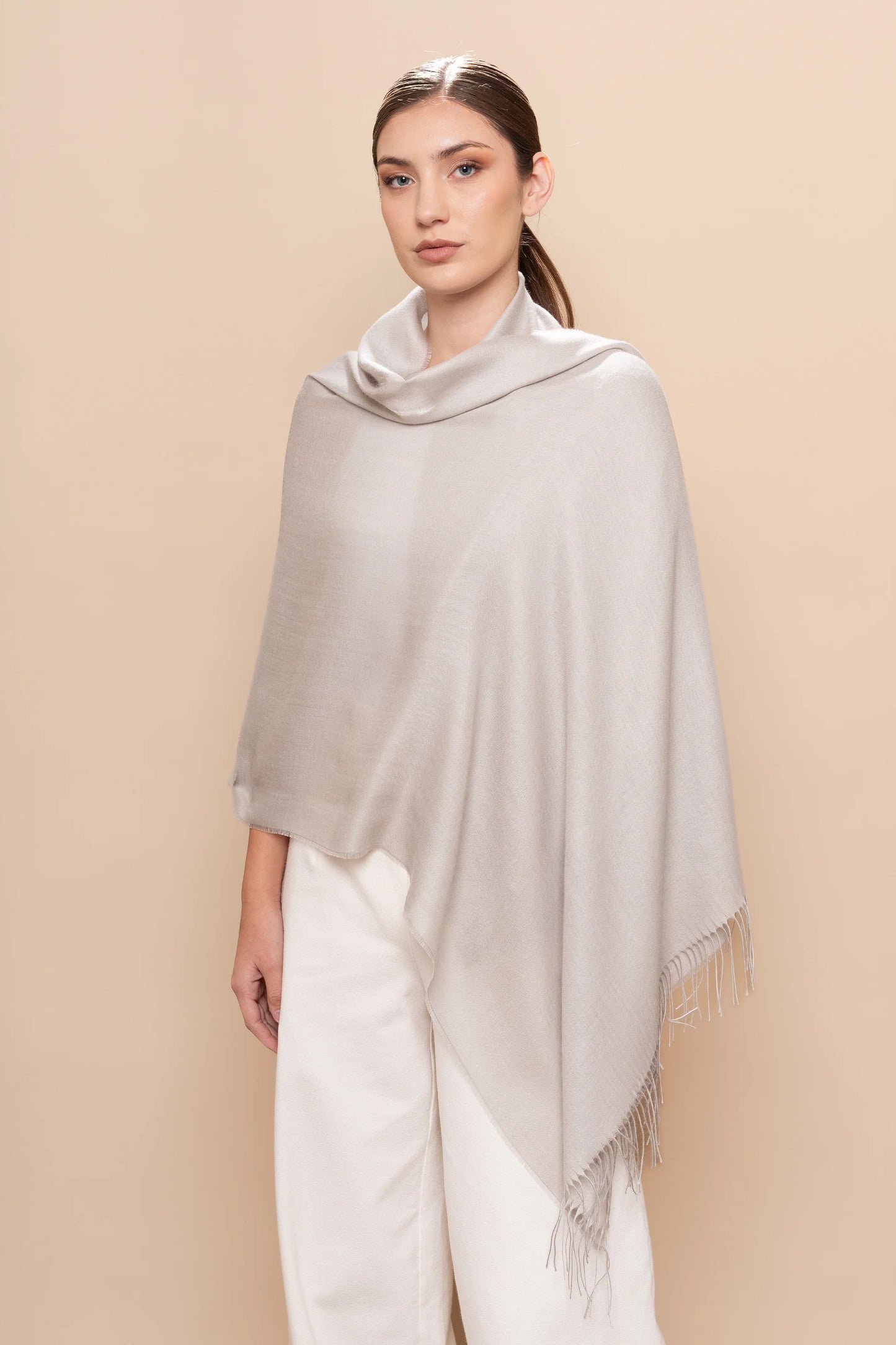 Unicolor Sateen Baby Alpaca & Silk Shawl