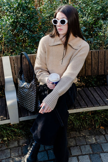 Kim Half-Zip Baby Alpaca Sweater