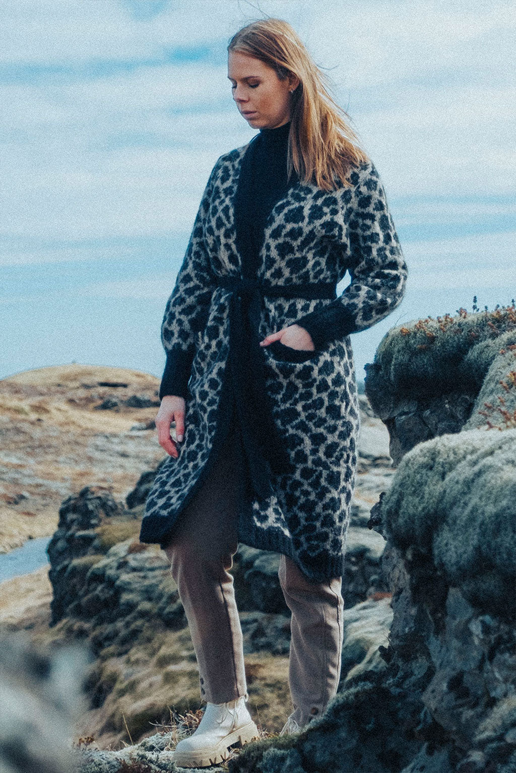 Leopard Print Alpaca Long Cardigan