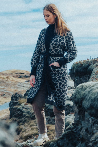 Leopard Print Alpaca Long Cardigan