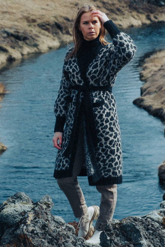 Leopard Print Alpaca Long Cardigan