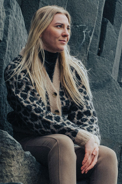 Leopard Print Alpaca Short Cardigan