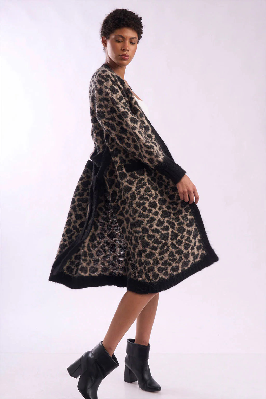 Leopard Print Alpaca Long Cardigan