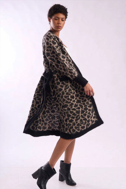 Leopard Print Alpaca Long Cardigan