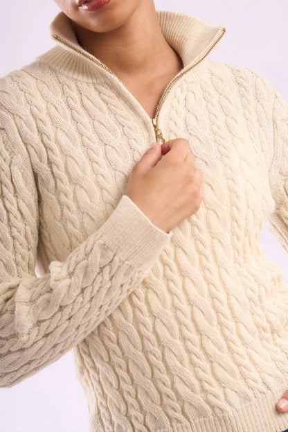 Madeline Half-Zip Baby Alpaca Sweater