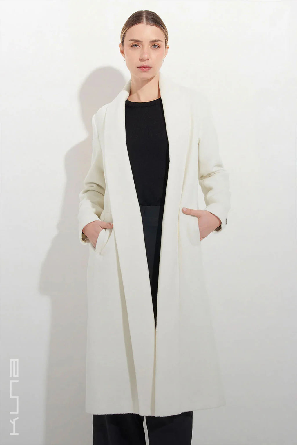 Long Baby Alpaca Swing Coat - Fitted