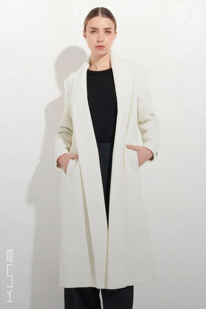 Long Baby Alpaca Swing Coat - Fitted