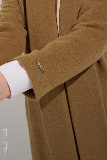 Long Baby Alpaca Swing Coat - Fitted