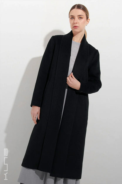 Long Baby Alpaca Swing Coat - Fitted