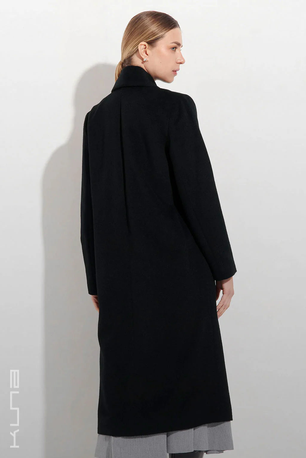 Long Baby Alpaca Swing Coat - Fitted