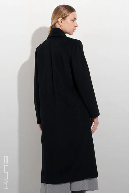 Long Baby Alpaca Swing Coat - Fitted