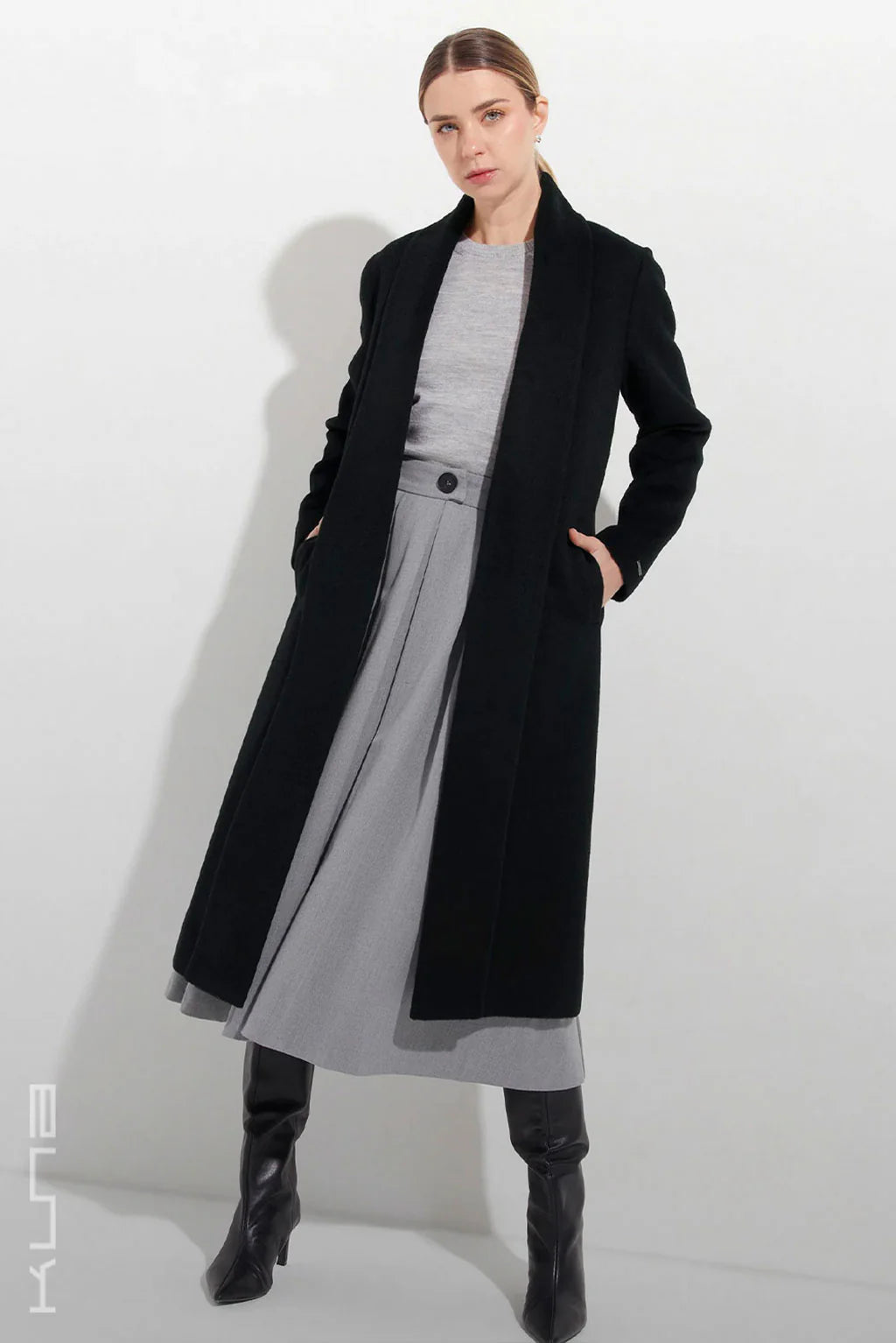 Long Baby Alpaca Swing Coat - Fitted