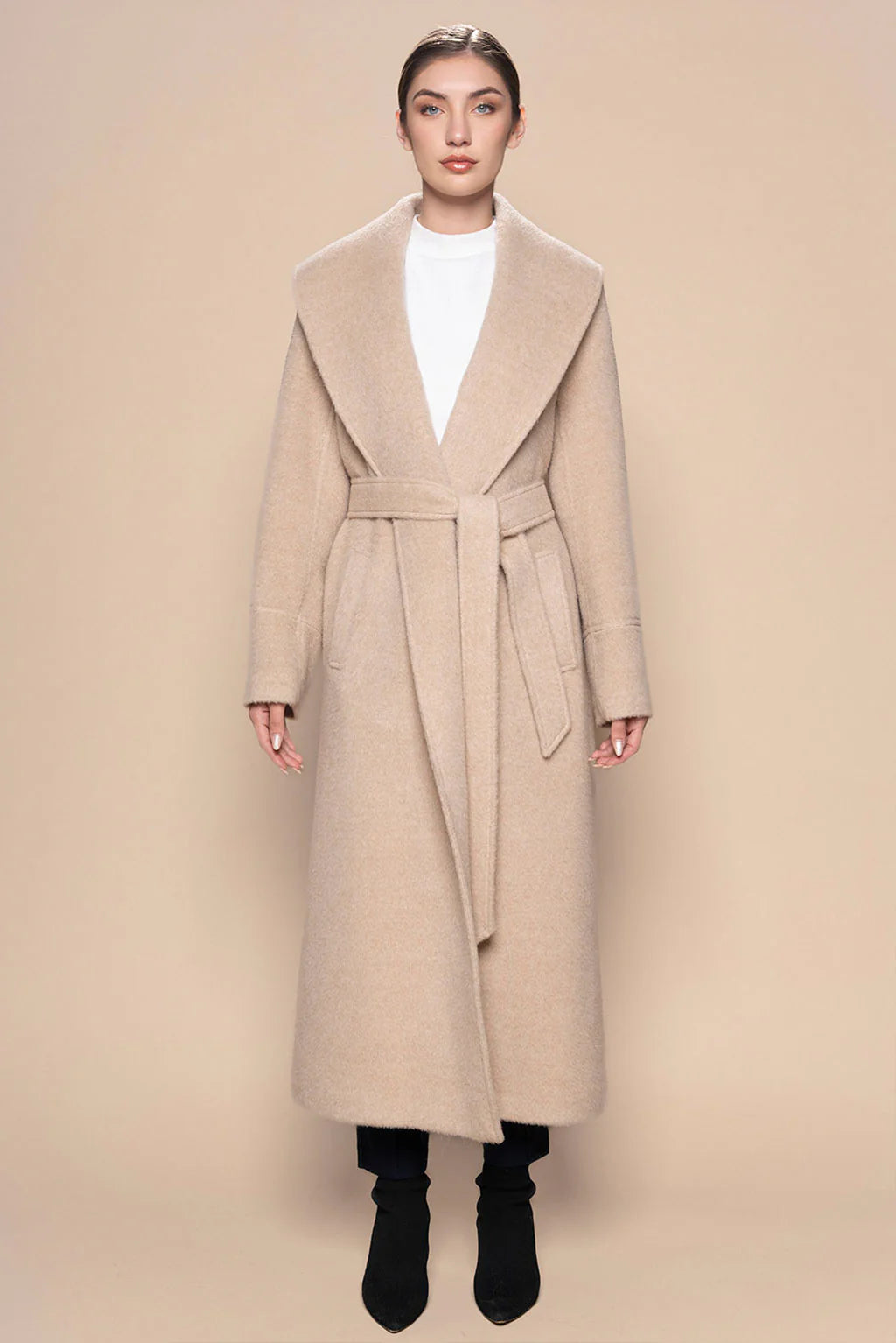 Long Belted Eco Alpaca Coat