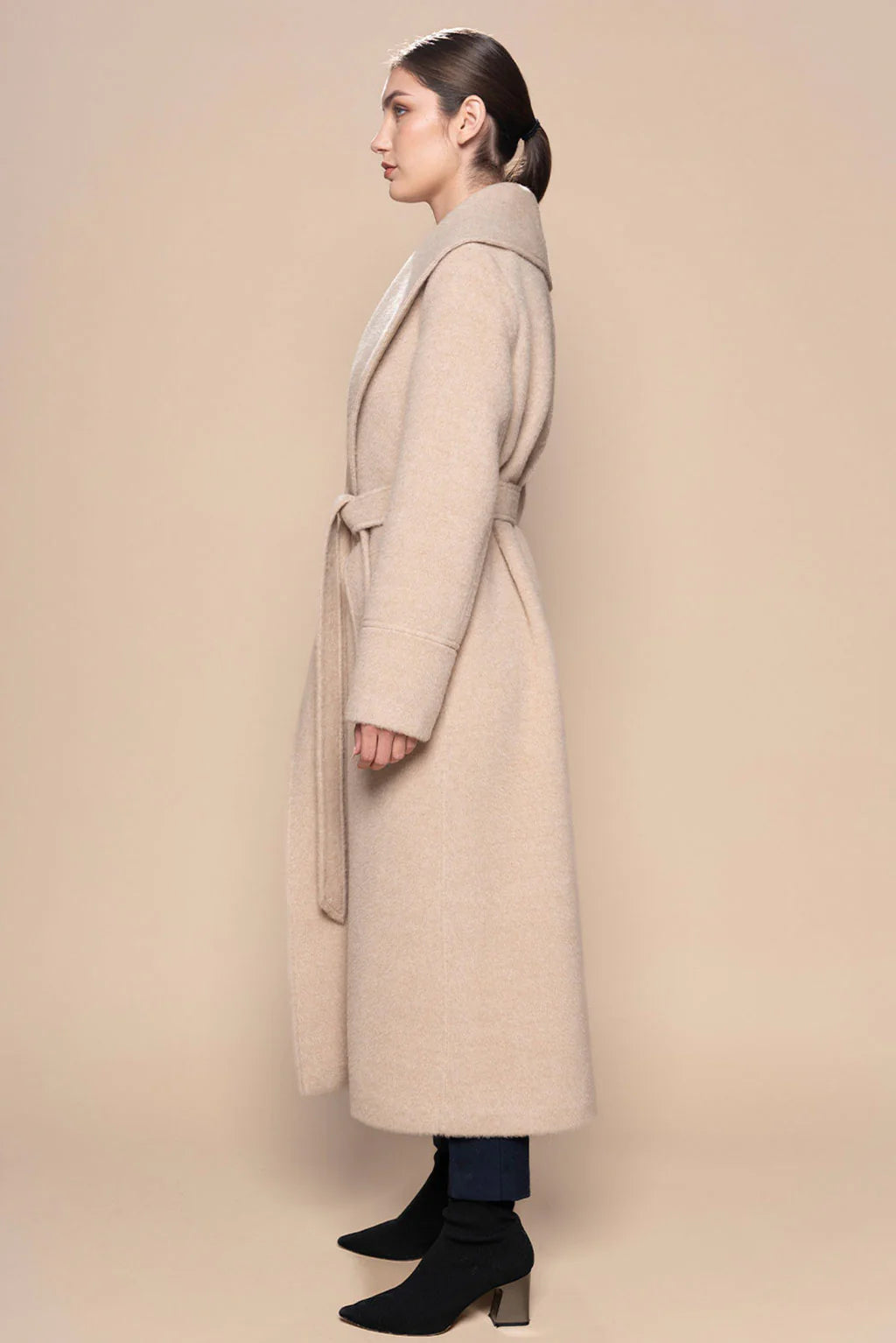 Long Belted Eco Alpaca Coat