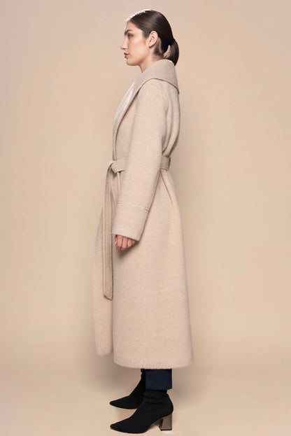 Long Belted Eco Alpaca Coat