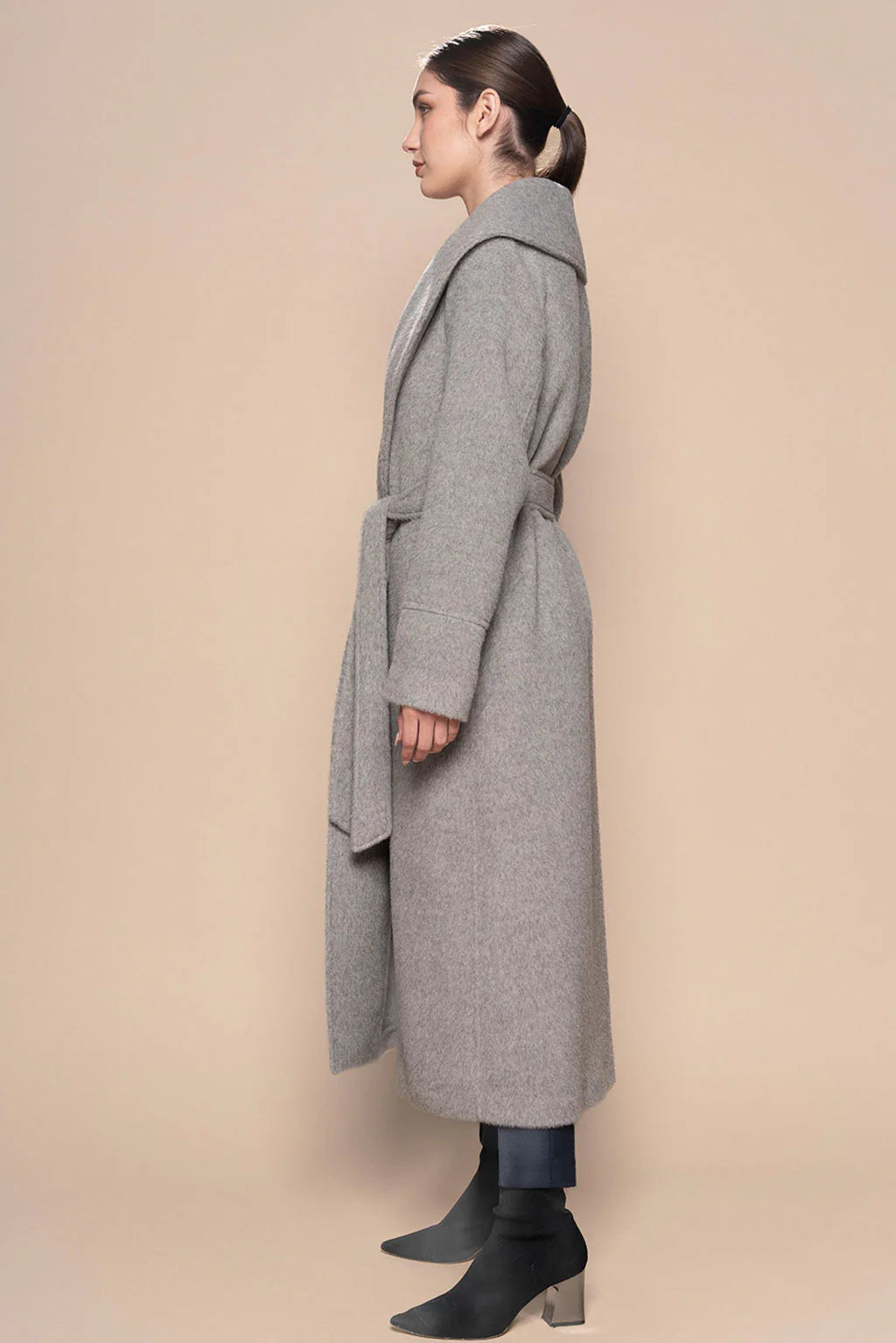 Long Belted Eco Alpaca Coat