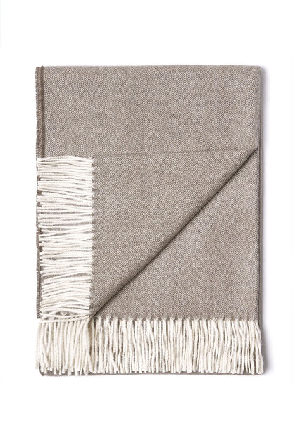 Fine Herringbone Baby Alpaca Blanket