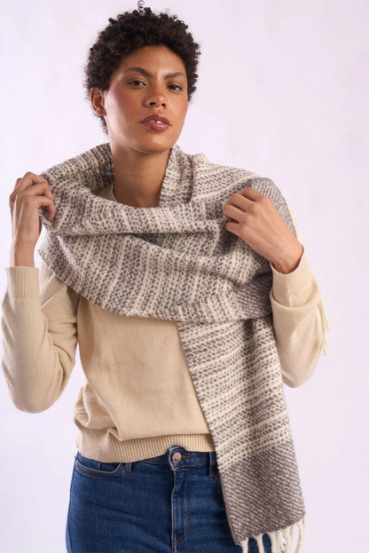 Striped Boucle Baby Alpaca Scarf